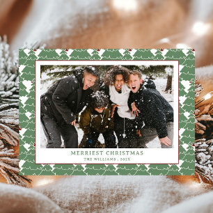 Tarjeta Festiva Navidades de fotografía del patrón rojo verde mode