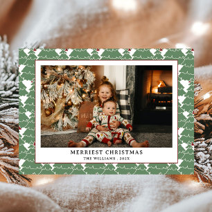 Tarjeta Festiva Navidades de fotografía del patrón rojo verde mode