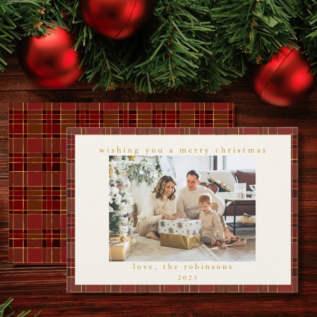 Tarjeta Festiva Navidades de fotografía del Personalizado Red Gold (Subido por el creador)
