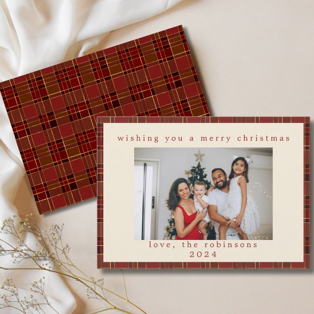 Tarjeta Festiva Navidades de fotografía del Personalizado Red Gold (Subido por el creador)