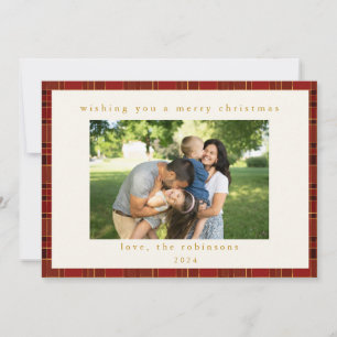 Tarjeta Festiva Navidades de fotografía del Personalizado Red Gold