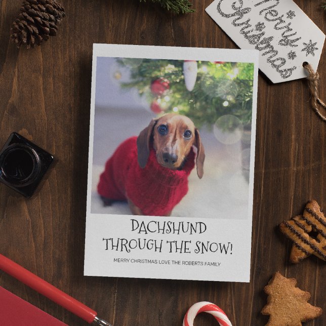 Tarjeta Festiva Navidades de fotografía divertidos de Dog Dachshun (Subido por el creador)
