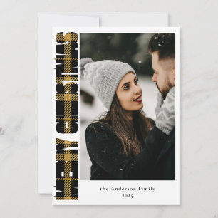 Tarjeta Festiva Navidades de fotografía elegantes de color negro y