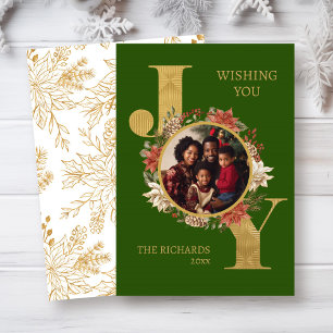 Tarjeta Festiva Navidades de fotografía elegantes de Oro Verde