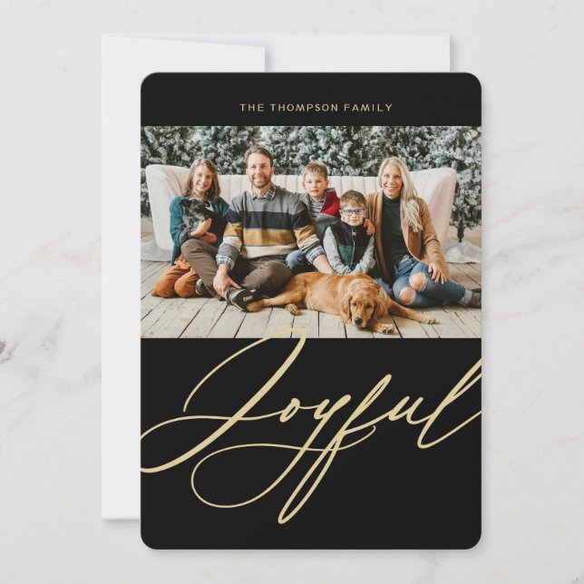 Tarjeta Festiva Navidades de fotografía elegantes y alegres (Anverso)