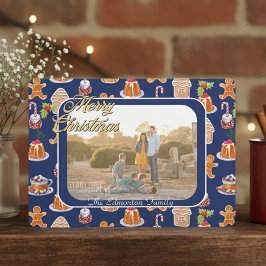 Tarjeta Festiva Navidades de fotografía enmarcados con postres de