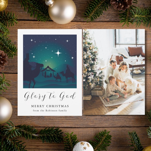 Tarjeta Festiva Navidades de fotografía Escena de la Natividad Glo (Subido por el creador)