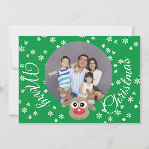 Tarjeta Festiva Navidades de fotografía escritura blanca de reno v