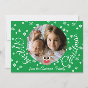 Tarjeta Festiva Navidades de fotografía escritura blanca de reno v