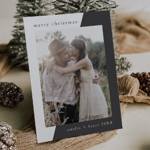 Tarjeta Festiva NAVIDADES de fotografía familiar mínima única y gr