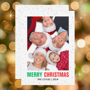 Tarjeta Festiva Navidades de fotografía familiar   Moda moderna y