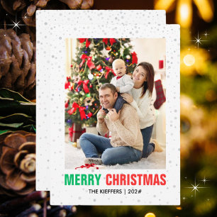 Tarjeta Festiva Navidades de fotografía familiar   Moderno y etern