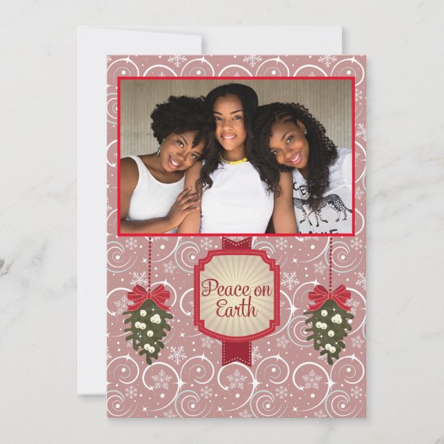 Tarjeta Festiva Navidades de fotografía familiares (Anverso)