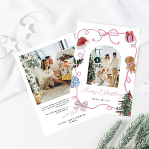 Tarjeta Festiva Navidades de fotografía familiares de acuarela sin