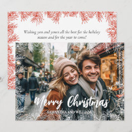 Tarjeta Festiva Navidades de fotografía familiares elegantes de co