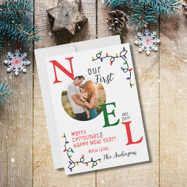 Tarjeta Festiva Navidades de fotografía familiares First Noel