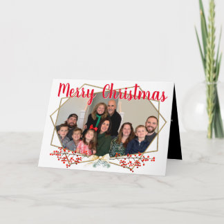 Tarjeta Festiva Navidades de fotografía familiares marco geométric