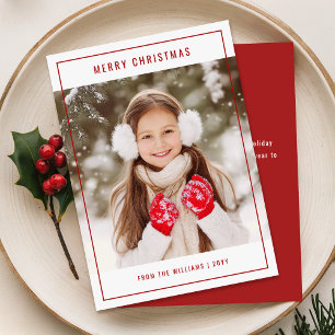 Tarjeta Festiva Navidades de fotografía familiares modernos y eleg