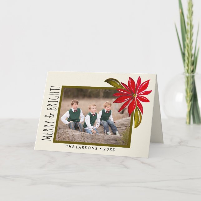 Tarjeta Festiva Navidades de fotografía familiares simples de Poin (Anverso)