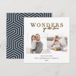 Tarjeta Festiva Navidades de fotografía geométrica de oro religios