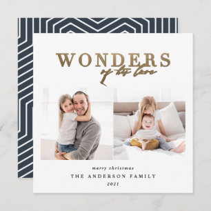 Tarjeta Festiva Navidades de fotografía geométrica de oro religios