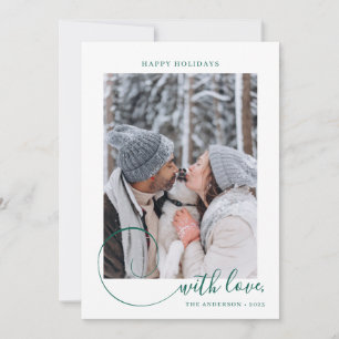Tarjeta Festiva Navidades de fotografía Green 3 de escritura calig