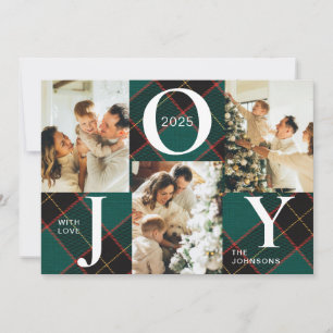 Tarjeta Festiva Navidades de fotografía "Green Plaid" de la modern