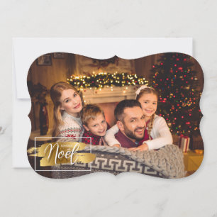Tarjeta Festiva Navidades de fotografía Joyeux Noel Fancy Cut
