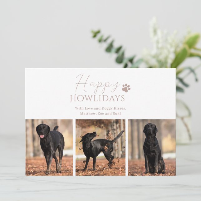 Tarjeta Festiva Navidades de fotografía mascota Dog 3 (Anverso de pie)