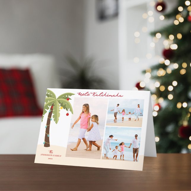 Tarjeta Festiva Navidades de fotografía Mele Kalikimaka Palm Tree  (Subido por el creador)