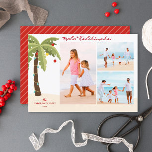 Tarjeta Festiva Navidades de fotografía Mele Kalikimaka Palm Tree