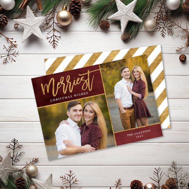 Tarjeta Festiva Navidades de fotografía Merriest Faux Relieve meta (Subido por el creador)