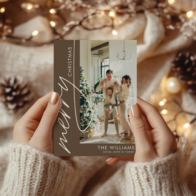 Tarjeta Festiva Navidades de fotografía moderna de chocolate marró (Subido por el creador)