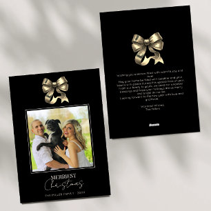Tarjeta Festiva Navidades de fotografía modernos de Black and Gold