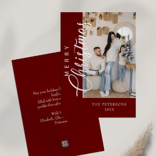 Tarjeta Festiva Navidades de fotografía modernos de Borgoña saluda