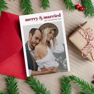 Tarjeta Festiva Navidades de fotografía modernos de Cute Roja con