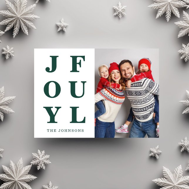 Tarjeta Festiva Navidades de fotografía modernos de Green Joyful O (Subido por el creador)