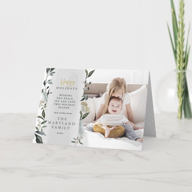 Tarjeta Festiva Navidades de fotografía modernos de guión de eucal (Anverso)