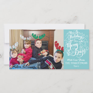 Tarjeta Festiva Navidades de fotografía modernos de Merry Bright H