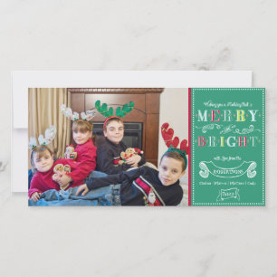 Tarjeta Festiva Navidades de fotografía modernos de Merry n Bright