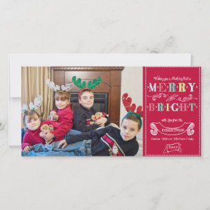 Tarjeta Festiva Navidades de fotografía modernos de Merry n Bright