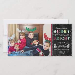 Tarjeta Festiva Navidades de fotografía modernos de Merry n Bright