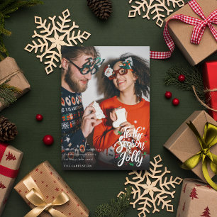 Tarjeta Festiva Navidades de fotografía modernos de parejas recién