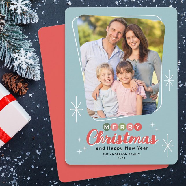 Tarjeta Festiva Navidades de fotografía modernos de Retro MidSiglo (Subido por el creador)