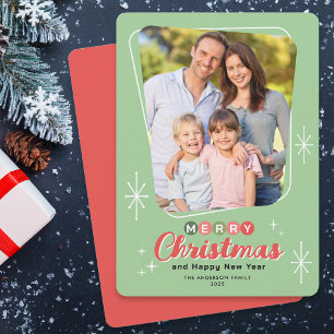 Tarjeta Festiva Navidades de fotografía modernos de Retro MidSiglo