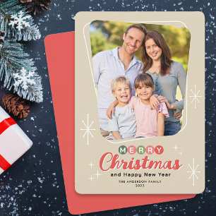 Tarjeta Festiva Navidades de fotografía modernos de Retro MidSiglo
