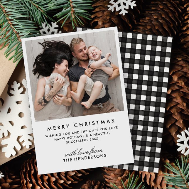 Tarjeta Festiva Navidades de fotografía modernos de verificación d (Subido por el creador)