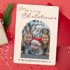 Tarjeta Festiva Navidades de fotografía modernos del arco rosado