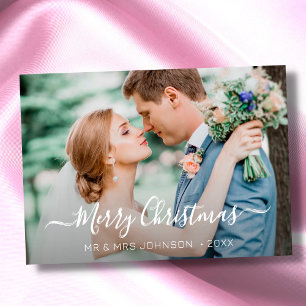 Tarjeta Festiva Navidades de fotografía modernos Elegante guión el