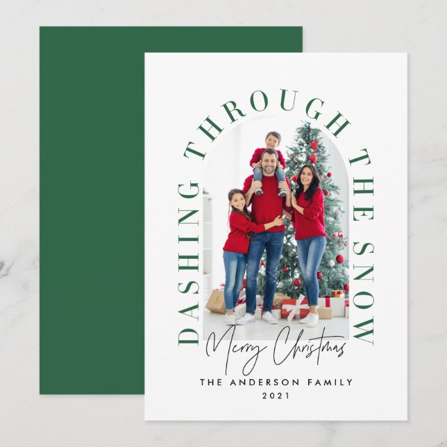 Tarjeta Festiva Navidades de fotografía modernos en arco 1 de la t (Anverso / Reverso)